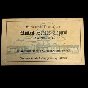 Souvenir Tour Ticket US Capitol Building Washington DC 1960s‎